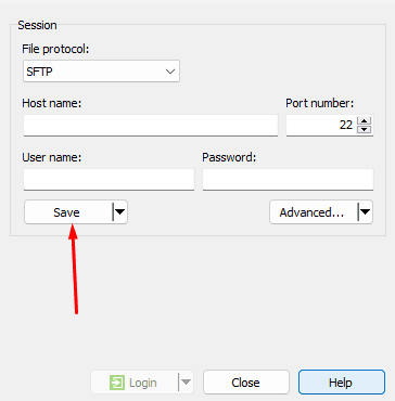 WinSCP save session