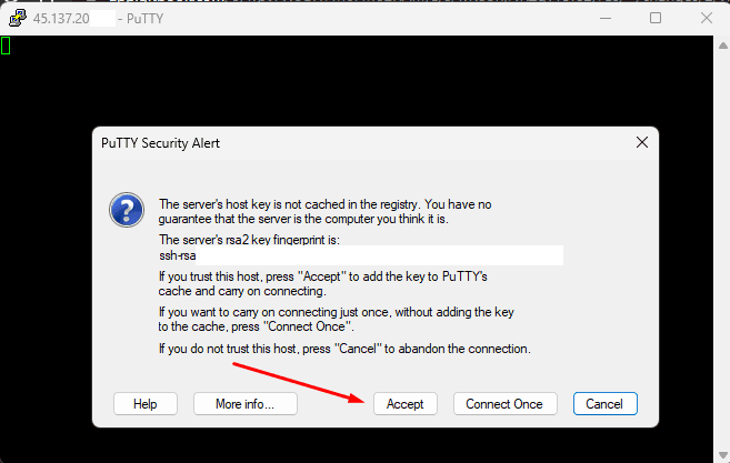 PuTTY trust host prompt